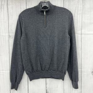 Bloomingdale's (S) Womens Gray 100% Merino Wool 1/4 Zip Pullover Sweater
